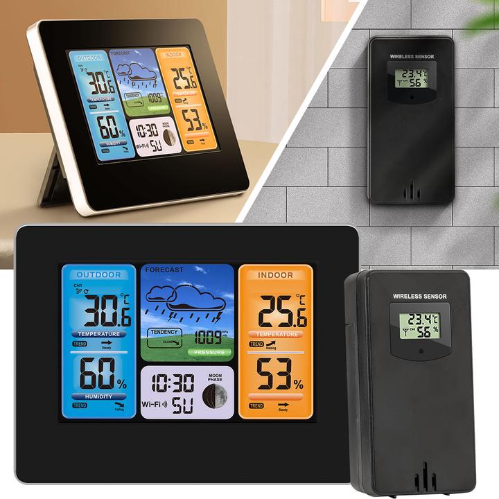 Immagine prodotto Casativo Stazione meteorologica wireless WLAN con sensore esterno, display a colori e orologio