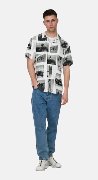 Actual product image Only & Sons Onsnano Reg Cotton Viscose Ss Aop Shirt (XS)