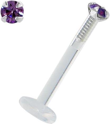 Image du produit Bijouteria Piercing pour lèvre/Tragus (Bioplastique, Argent 925, Cristal Swarovski)