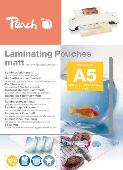 Image du produit Peach Films à plastifier A5 (154x216mm), 125mic, mat (A5, 100 pièce(s), 125 µm)