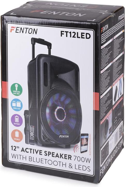 Actual product image Fenton FT12LED Active Trolley Speaker (Active, 1x 700 W)