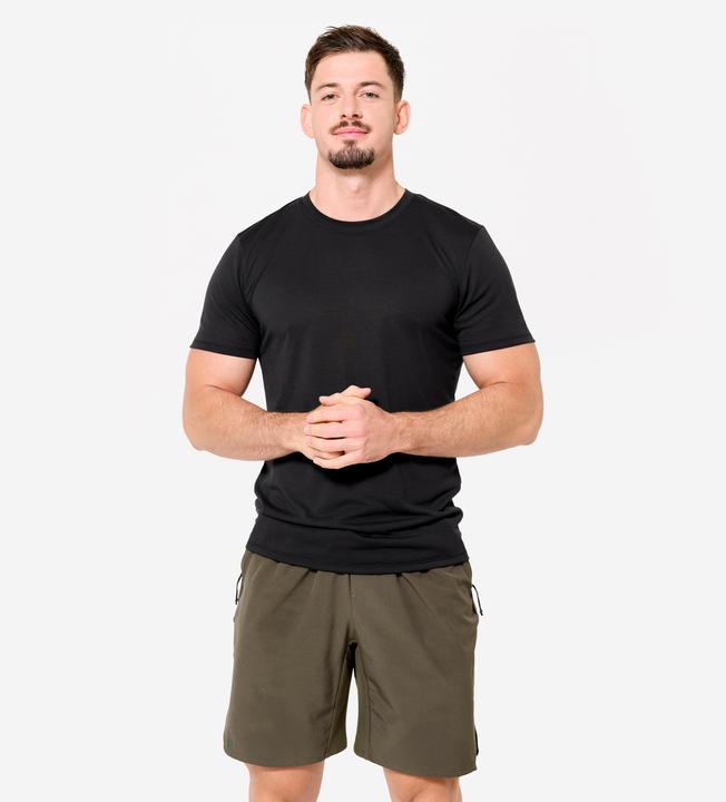 Domyos Men's Slim-Fit Breathable Cross Training T-Shirt - Black