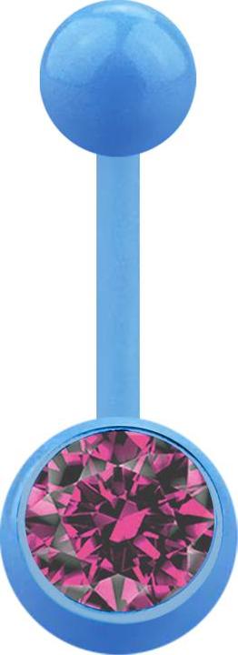 Image du produit Star Piercing Banane bleu clair avec boule et boule de cristal rose (Acrylique, sans laiton)