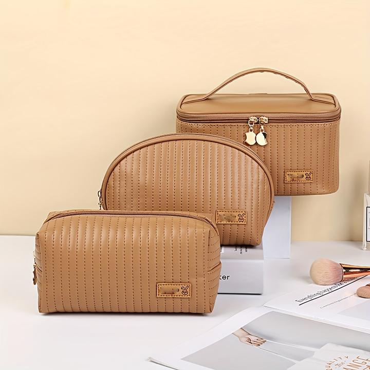 Produktbild Only-Bags.Store 3pcs/set Kosmetiktasche, tragbare grosse Öffnung quadratische Kosmetiktasche / Shell Design