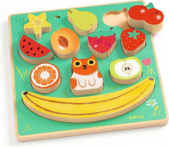Actual product image Djeco Wooden puzzle - Balancing game - Fruits (11 pieces)