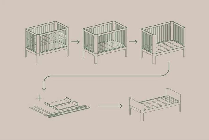Actual product image Flexa Nova changing unit with cot incl. mattress Oak (Baby cot)