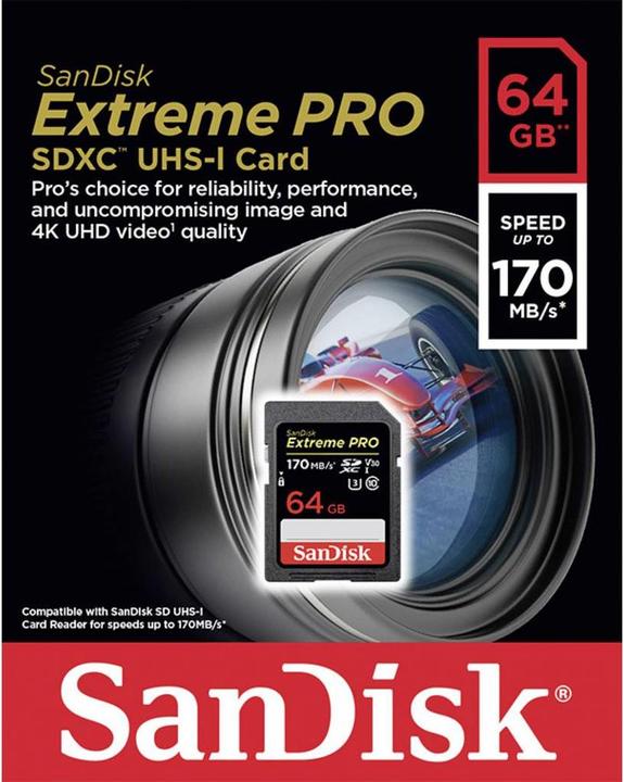 Produktbild SanDisk Extreme Pro SDXC U3 (64 GB, SDXC, U3, UHS-I)