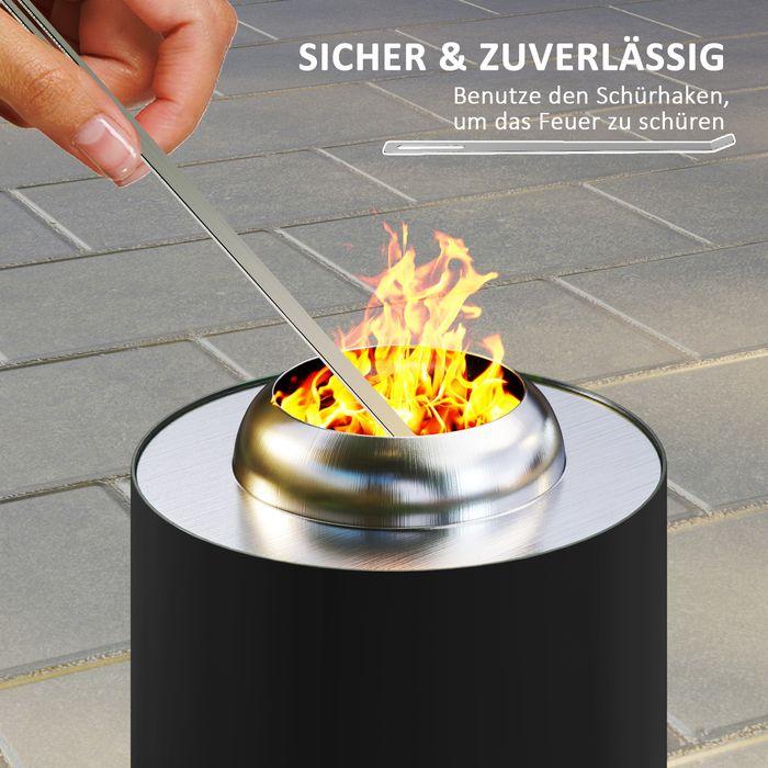 Actual product image Swisshandel24 Feuerschale Ø16x25cm Edelstahl Schürhaken BBQ Camping Schwarz (16 cm)