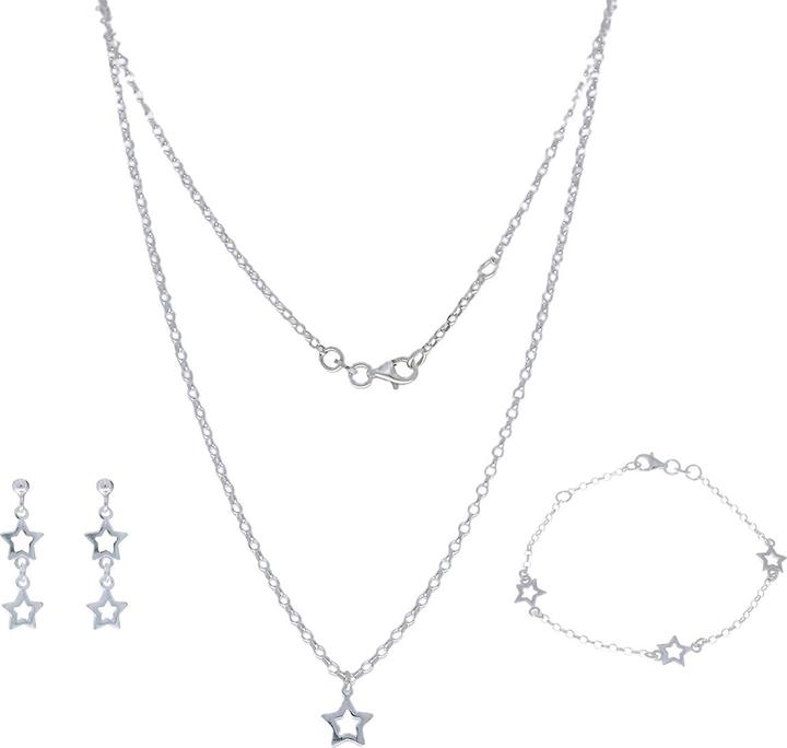 Actual product image Luxxos Set of 3 Star - Necklace Earrings and Bracelet 925 Sterling Silver (925 Sterling silver)