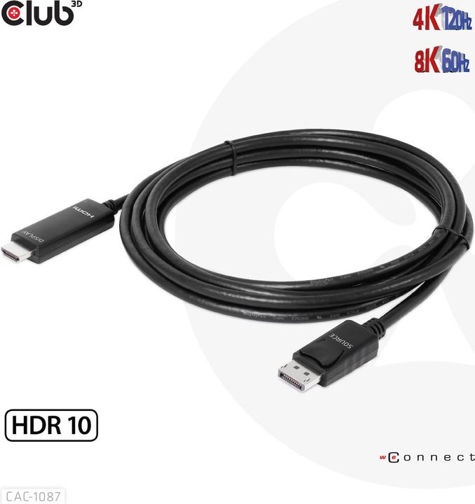 Actual product image Club 3D HDMI (Typ A) — DisplayPort (3 m, DisplayPort)