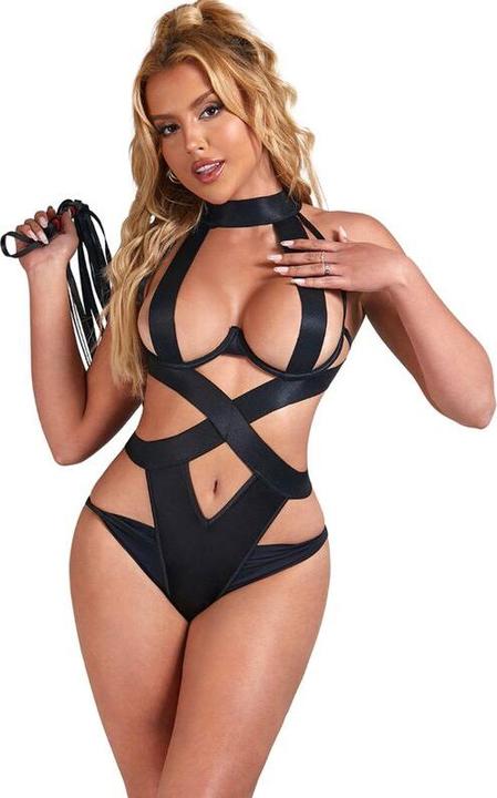 Productafbeelding Subblime Sexy Halster-Lijfje Met Harnas Zwart L/Xl (L, XL)
