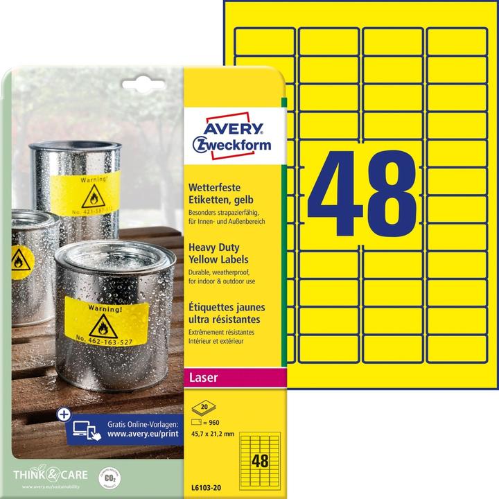 Actual product image Avery Weatherproof labels