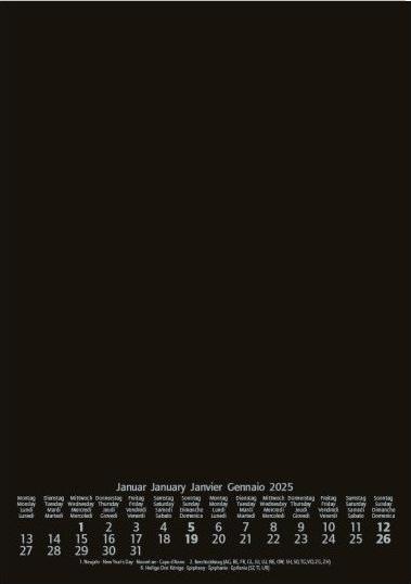 Blankokalender A4 Ch Schwarz (A4, Schweizerdeutsch)
