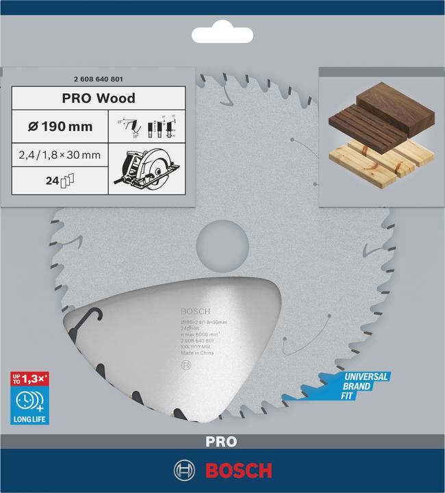 Actual product image Bosch Professional Zubehör PRO Wood circular saw blade, 190 x 2.4 x 30 mm