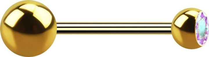 Image du produit Star Piercing Micro Barbell plaqué or avec boule et cristal boule multicolore (Acier chirurgical 316L, sans laiton)