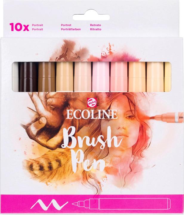 Produktbild Talens Ecoline Brush Pen Set 11509816 ass. Skin 10 Stück (Pastellrot, Sepia hell, Sepia Dunkel, Sepia, Pastellrosa, Pastellgelb, Beige, Rosa beige, Aprikose, 10 x)