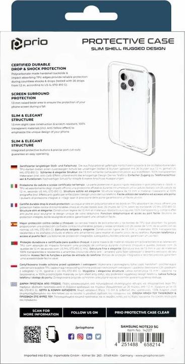 Immagine prodotto prio Cover protettiva per Samsung Galaxy Note 20/ Note 20 5Gclear (Samsung Galaxy Note 20 5G, Samsung Galaxy Note 20)