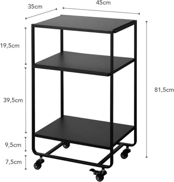 Image du produit Yamazaki Küchenwagen - 3 Level - Turm - Schwarz