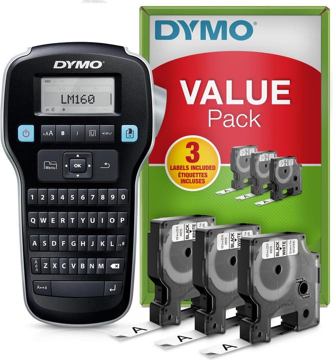 Actual product image Dymo LabelManager 160 Value Pack with 3 D1 tapes 12mm Qwerty