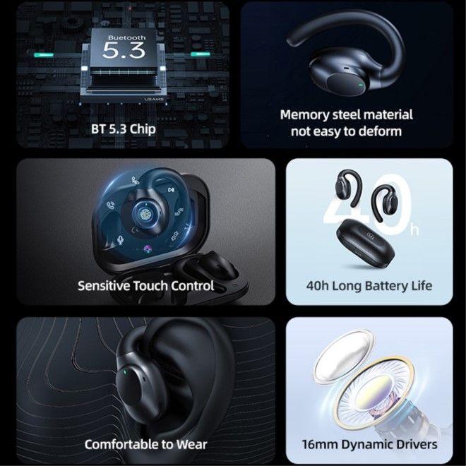 Actual product image Usams True Wireless Earhook Earbuds EM Series (4.50 h, Wireless)