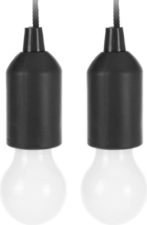 Image du produit Vilde 2er-Set LED-Hängelampe mit Kordel und Zugschalter, batterieben, schwarz (35 lm)