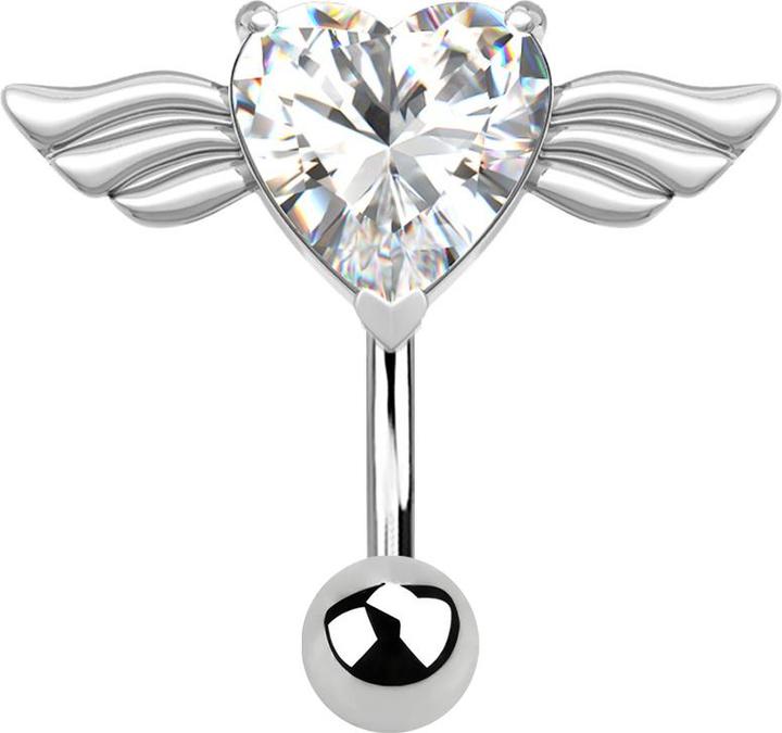 Produktbild Star Piercing Banane silber Engel mit Herzkristall silber (Chirurgenstahl 316L, ohne Messing)