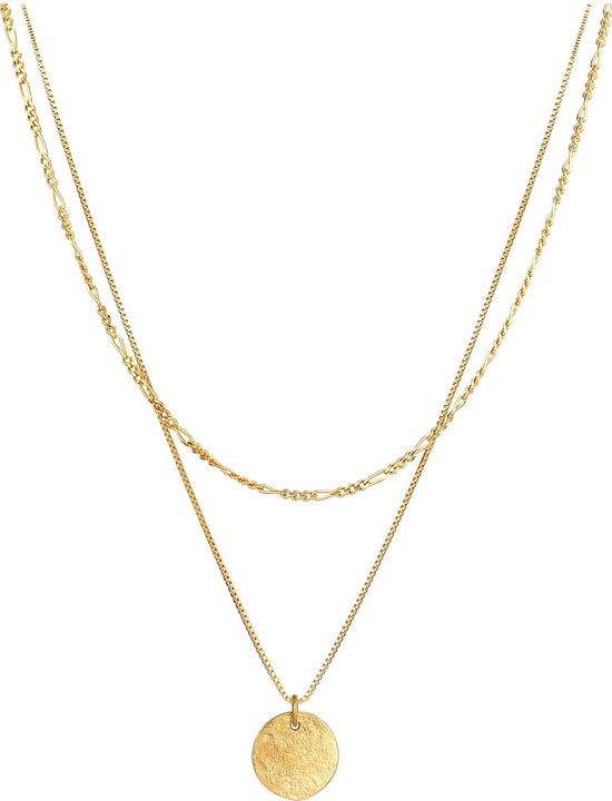 Elli 2-lagige Kette mit Plättchen-Anhänger (Sterling Silber, 40 cm)