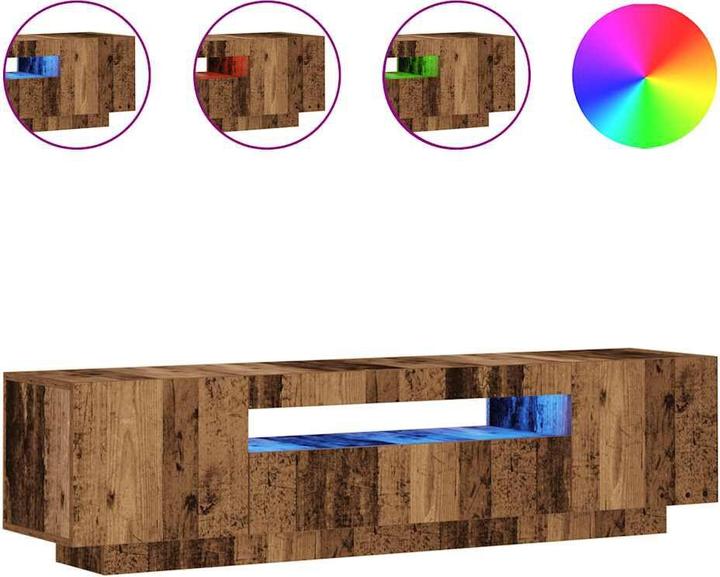 Produktbild VidaXL TV-Schrank mit LED-Leuchten Altholz-Optik 160x35x40 cm TV-Möbel (160 x 35 x 40 cm)