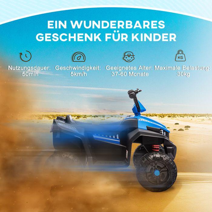Produktbild Swisshandel24 Elektro Quad für Kinder 12V Kinderquad mit 4-Rad-Federung, MP3, 3-5 Jahre, 5 km/h, blau (12 V)