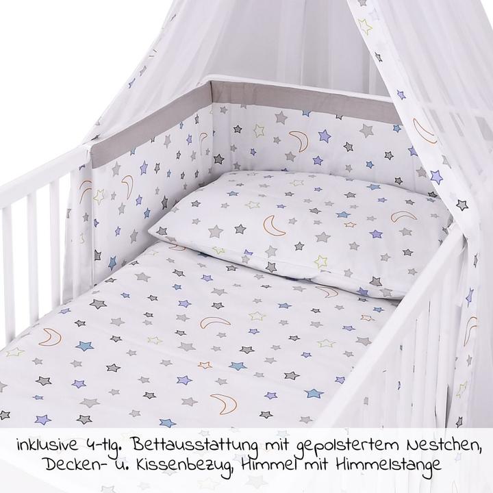 Produktbild jonka Gitterbetten Komplettbett Mona Weiss 70 x 140 cm - Nachthimmel - (70 x 140 cm)