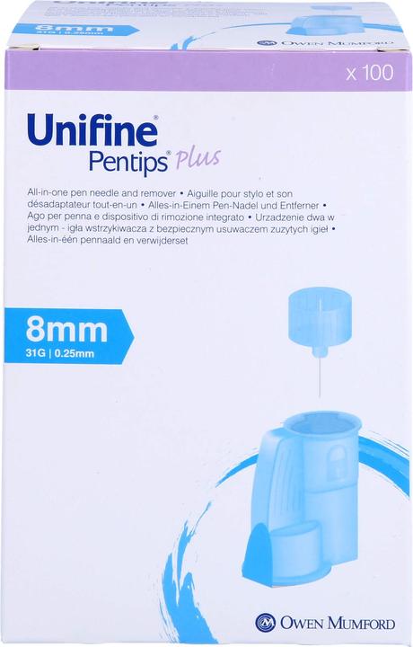 Produktbild Unifine Pentips Plus Pennadeln Insulin-Injektor 31G 0.25x8mm hellblau steril 100 Stk (Pen Nadeln + Einmalkanülen)