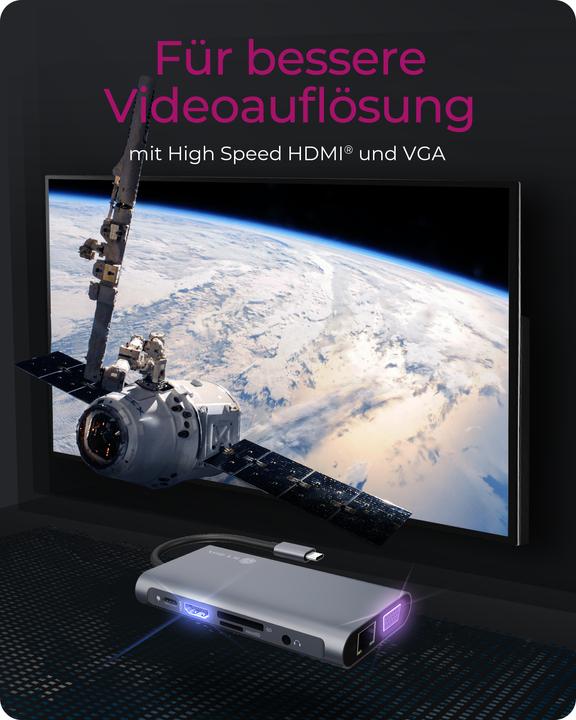 Produktbild Icy Box IB-DK4040-CPD - USB Type-C mini Dock PD (USB-C, 10 Ports)