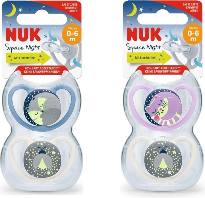 Productafbeelding NUK Fopspeen 'Space Night' Set van 2 (2 x, tot 6 M.)