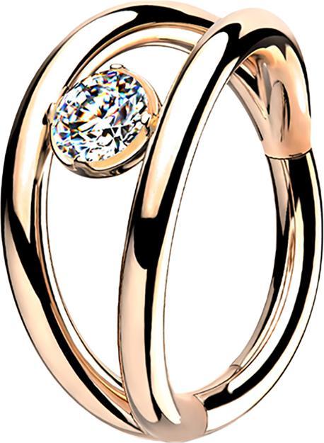 Produktbild Star Piercing Micro Segmentring klappbar rosegold doppelring mit Kristall (Chirurgenstahl 316L)