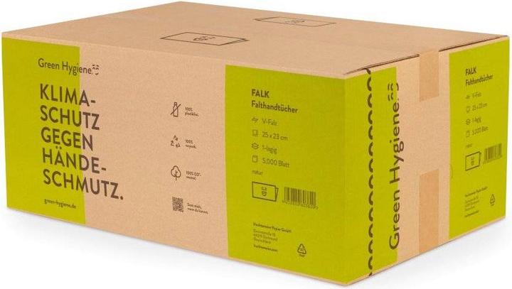 Actual product image Huchtemeier Papier FALK - Folded towels, Z-fold, 25x23cm, 5000 sheets - 100% CO2-neutral - (1 x)