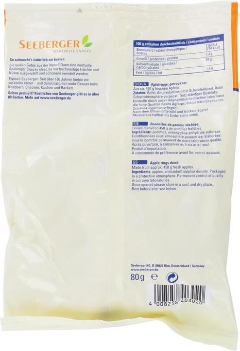 Image du produit Seeberger rondelles de pomme (80 g)