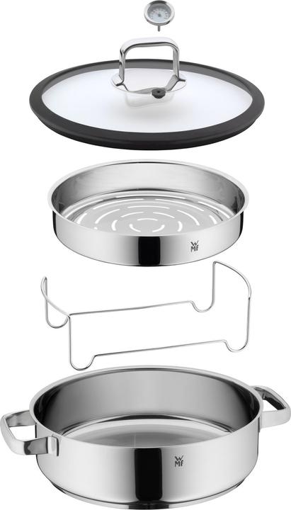 Produktbild WMF Kochtopf Dampfgarer rund 28cm Glasdeckel Silikonrand Vitalis Edelstahl (EU-Stecker)