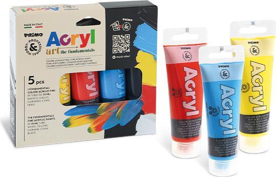 Actual product image Primo Pack 5 Colour Acrylic Fine (Multinational, 75 ml)