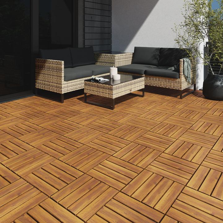 Produktbild tectake 20er Set Terrassenfliesen Tabula Akazienholz, je 4 Lamellen (20 x)