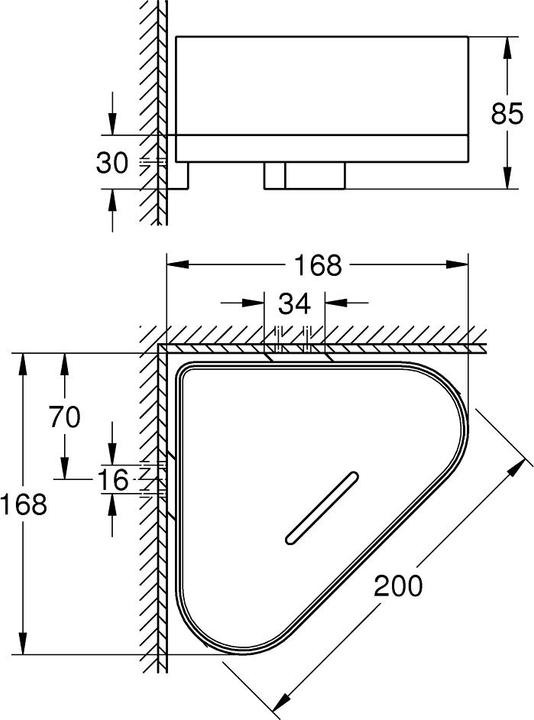 Image du produit Grohe tablette de douche d'angle SELECTION avec support hard graphite brossé
