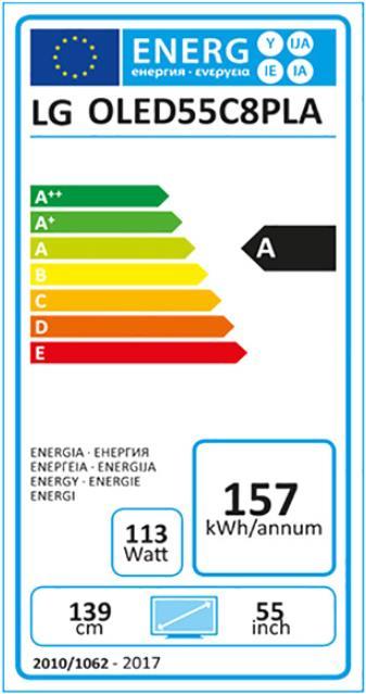 Energy Label LG Oled55c8 (55", OLED, 4K, 2018)