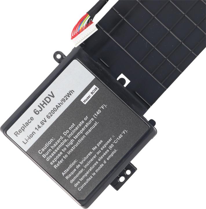 Actual product image AccuCell Battery suitable for Dell Alienware 17 R2, 17 R3, Li-Ion, 14.8V, 6200mAh, 92Wh, built-in, without (6200 mAh)