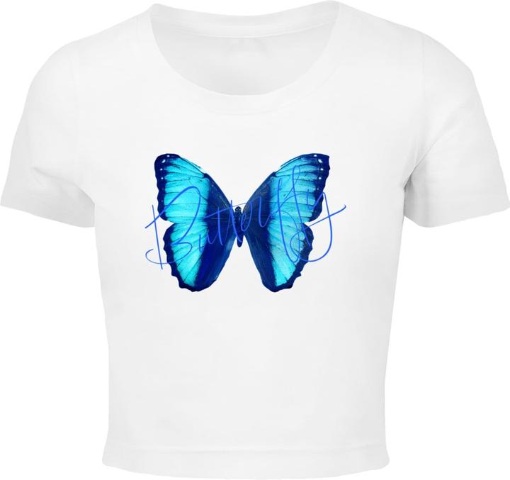 Merchcode Ladies Butterfly Blue Cropped Tee - 191021