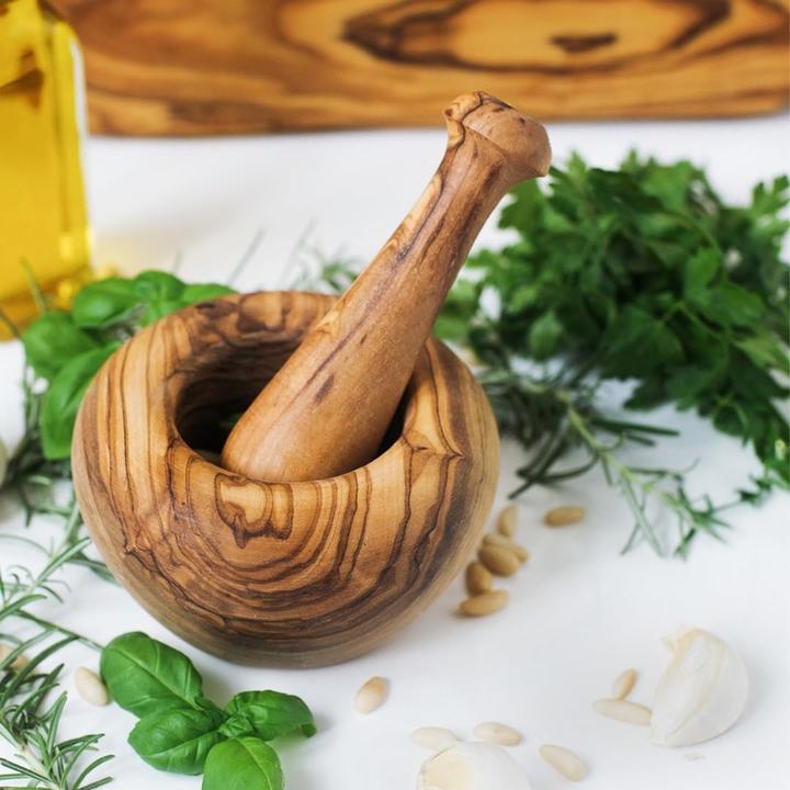 Actual product image Hofmeister Holzwaren 2x olive wood mortar and pestle