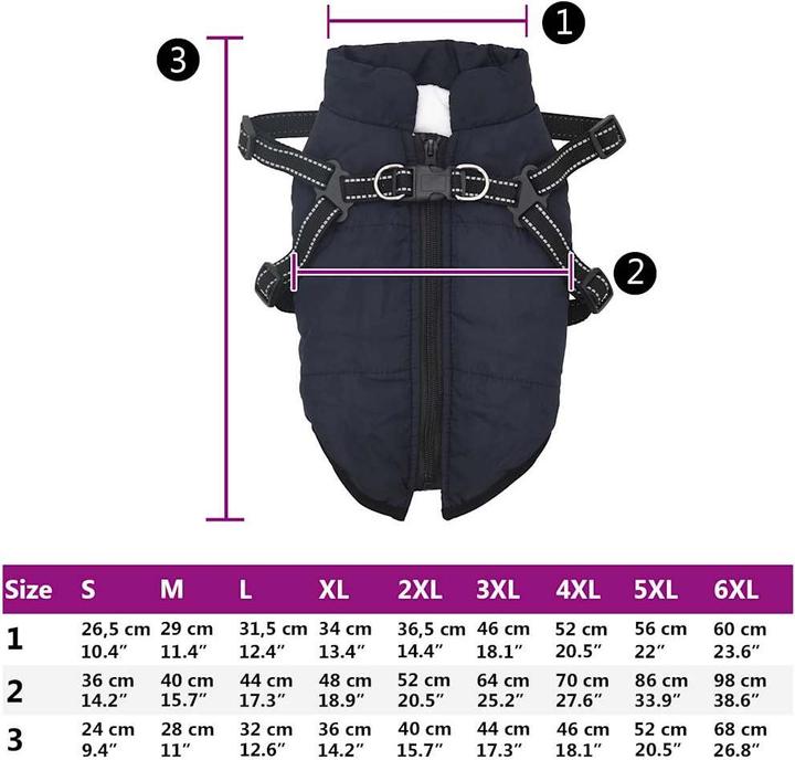 Produktbild VidaXL Hundemantel mit Geschirr Wasserdicht Reflektierend (32, Hundemantel)