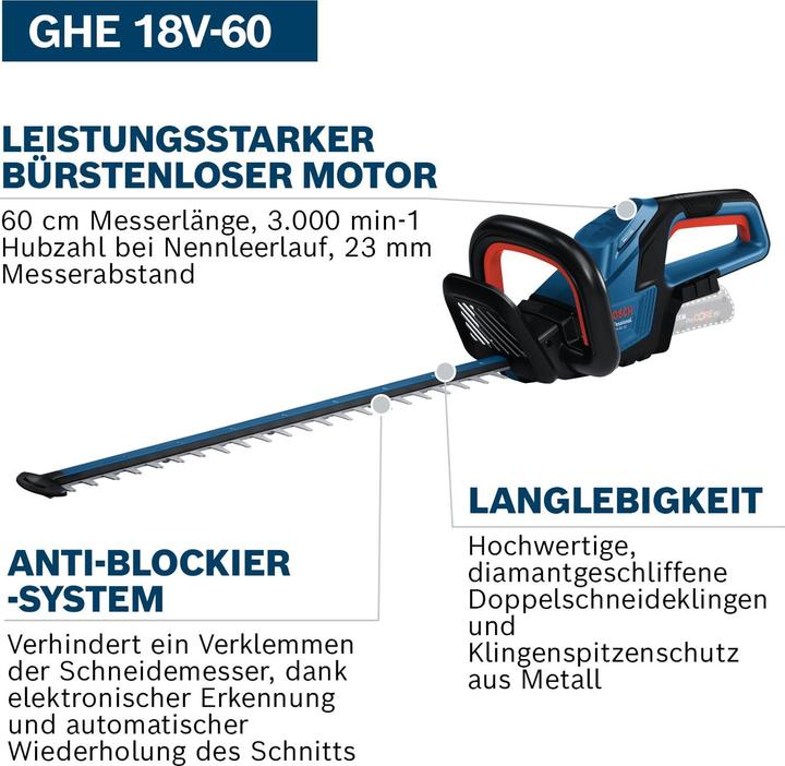 Actual product image Bosch Professional GHE 18V-60 Professional (Cordless hedgecutters)