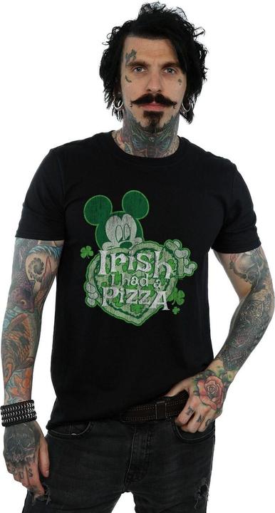 Actual product image Disney Mens Mickey Mouse Shamrock Pizza T-Shirt (S)