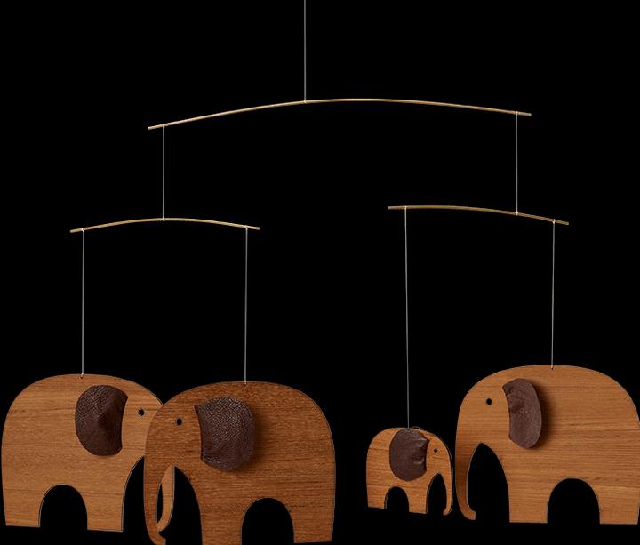 Image du produit Flensted Mobiles Éléphant Party Mobile en bois