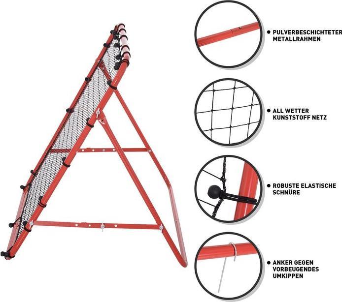 Image du produit Swisshandel24 Rebounder Football Barrière de rebond Filet pour football Angle réglable Rouge+Noir 96 x 80 x 96