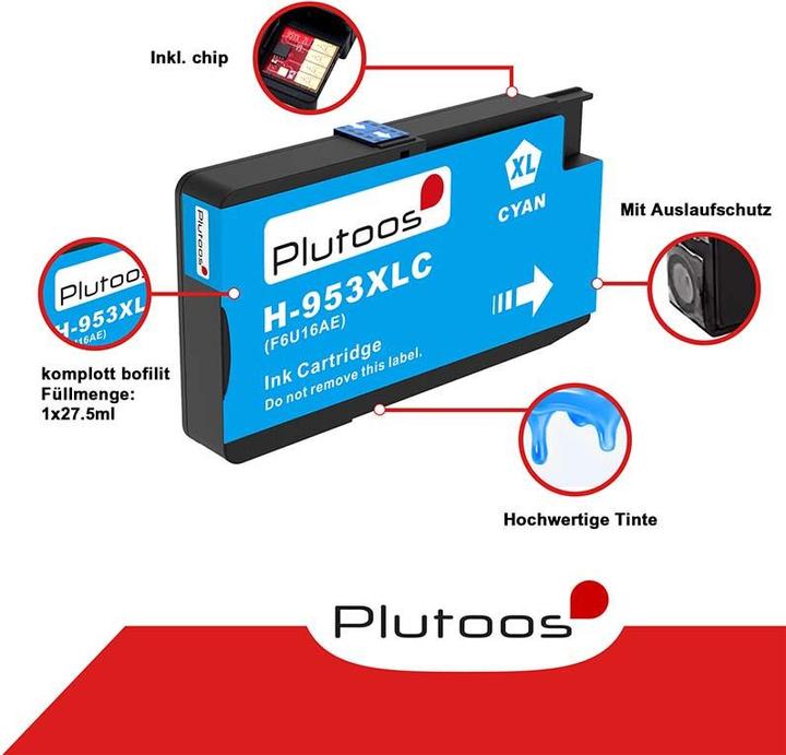Image du produit Plutoos HP 953XL Cartouches XXL compatibles, jeu de 4 couleurs (C, M, Y, BK)
